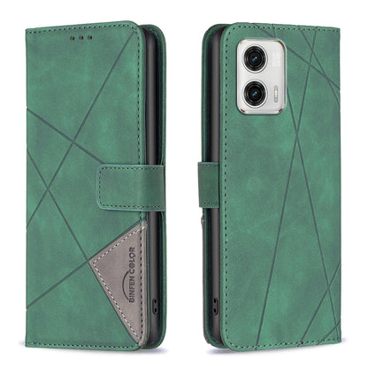 Motorola Moto G73 5G Wallet Case – Rhombus Texture PU Leather, Magnetic Buckle, Card Slots, Stand Function, Shockproof Protective Cover