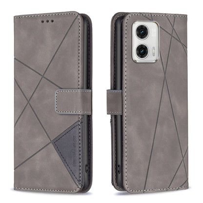 Motorola Moto G73 5G Wallet Case – Rhombus Texture PU Leather, Magnetic Buckle, Card Slots, Stand Function, Shockproof Protective Cover