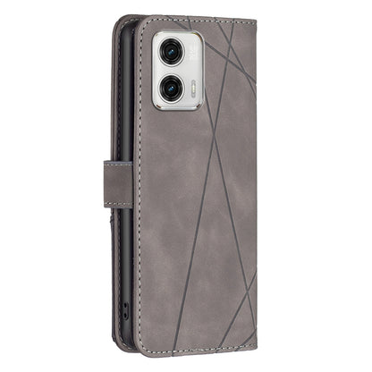 Motorola Moto G73 5G Wallet Case – Rhombus Texture PU Leather, Magnetic Buckle, Card Slots, Stand Function, Shockproof Protective Cover