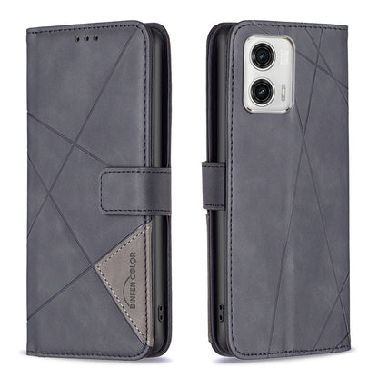 Motorola Moto G73 5G Wallet Case – Rhombus Texture PU Leather, Magnetic Buckle, Card Slots, Stand Function, Shockproof Protective Cover