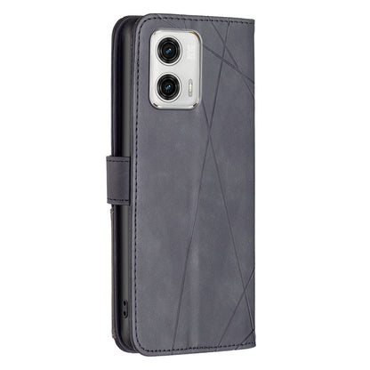 Motorola Moto G73 5G Wallet Case – Rhombus Texture PU Leather, Magnetic Buckle, Card Slots, Stand Function, Shockproof Protective Cover