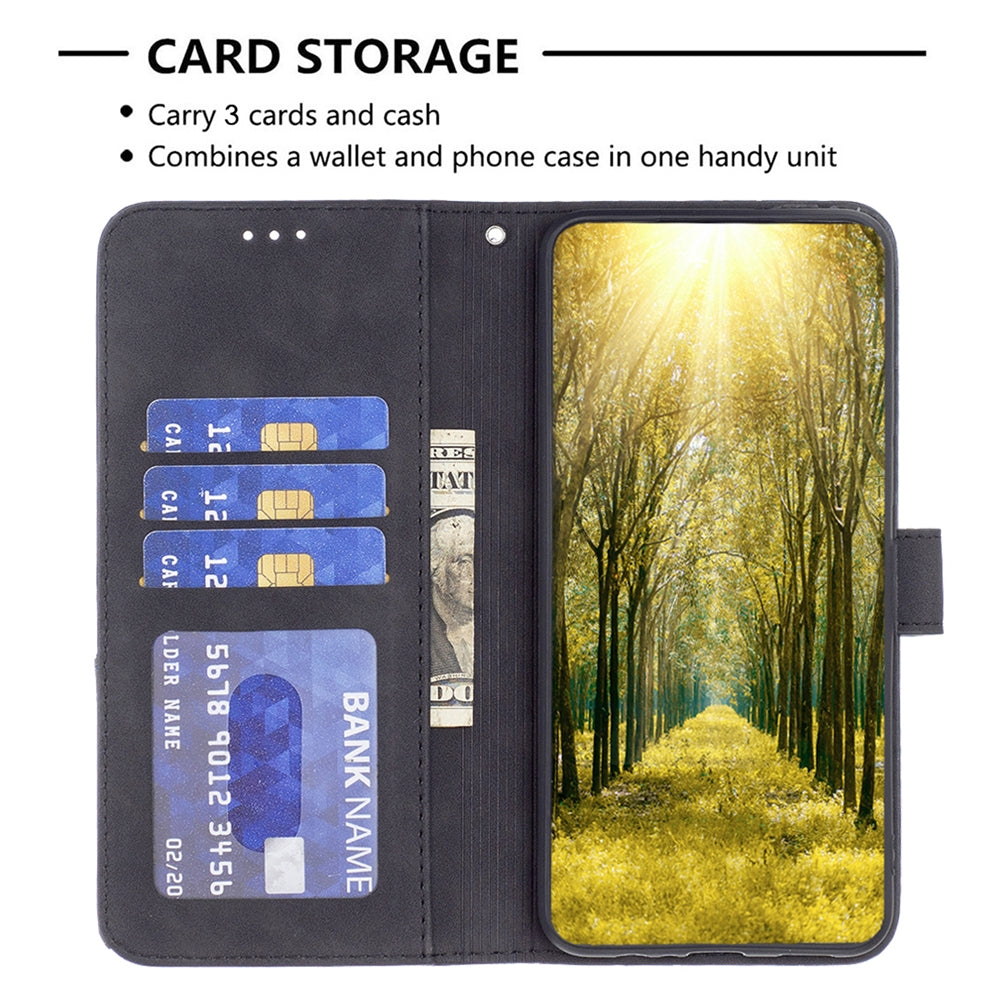 Motorola Moto G73 5G Wallet Case – Rhombus Texture PU Leather, Magnetic Buckle, Card Slots, Stand Function, Shockproof Protective Cover