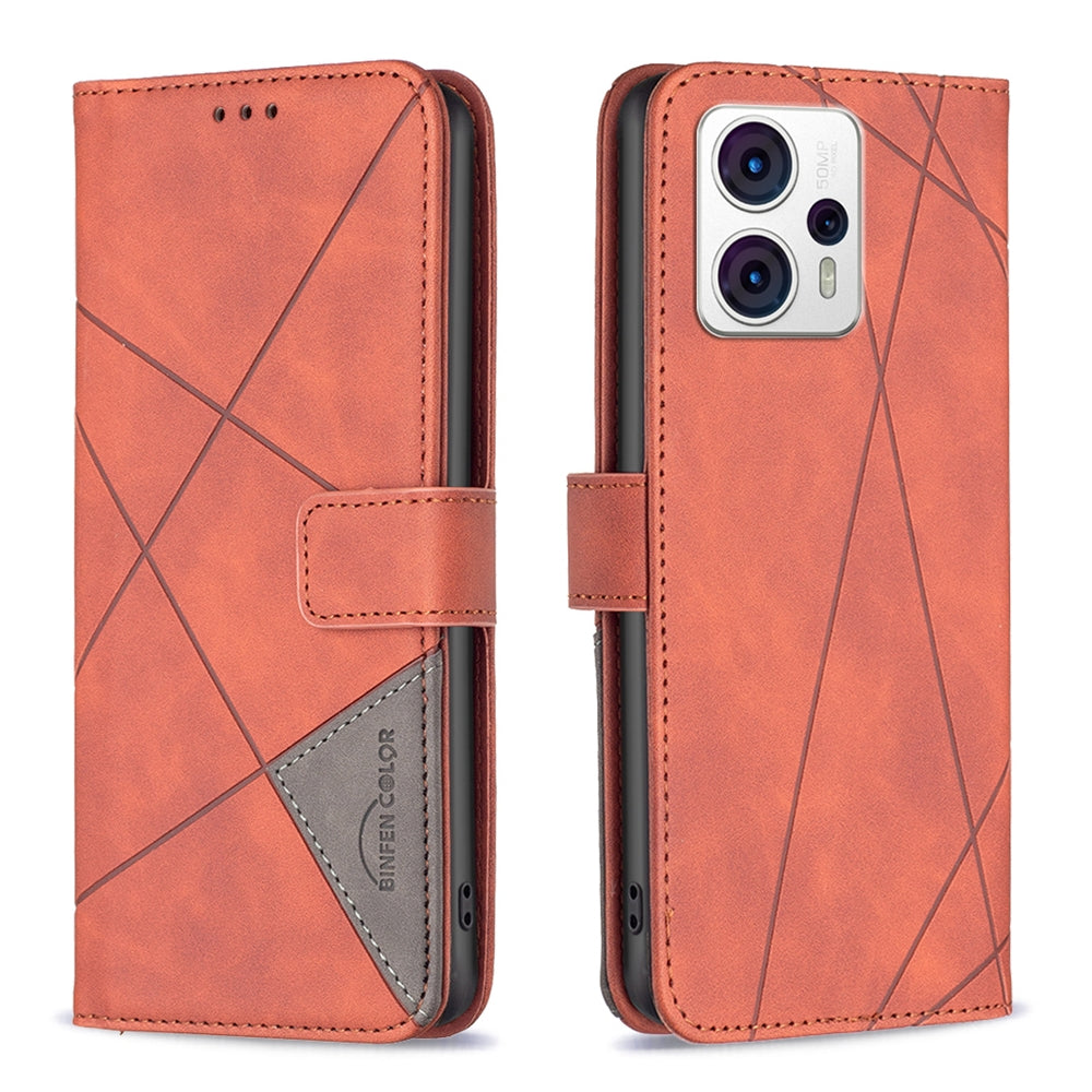 Motorola Moto G13 4G Wallet Case – Rhombus Texture PU Leather, Magnetic Buckle, Card Slots, Stand Function, Shockproof Protective Cover
