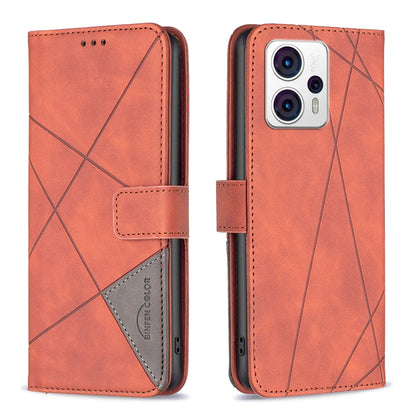 Motorola Moto G13 4G Wallet Case – Rhombus Texture PU Leather, Magnetic Buckle, Card Slots, Stand Function, Shockproof Protective Cover