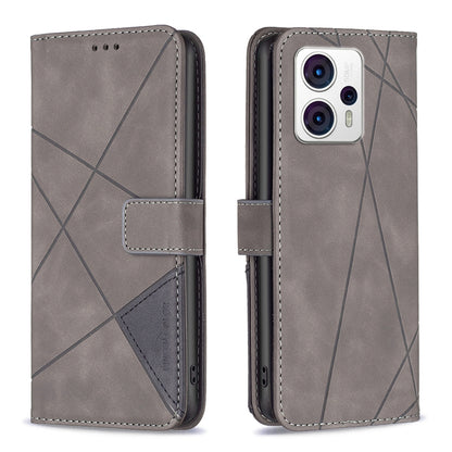 Motorola Moto G53 5G Wallet Case – Rhombus Texture PU Leather, Magnetic Buckle, Card Slots, Stand Function, Shockproof Protective Cover