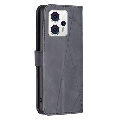 Motorola Moto G53 5G Wallet Case – Rhombus Texture PU Leather, Magnetic Buckle, Card Slots, Stand Function, Shockproof Protective Cover