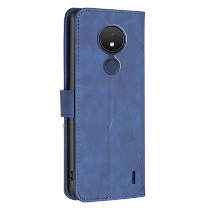 Nokia C21 Wallet Case – Rhombus Texture PU Leather, Magnetic Buckle, Card Slots, Stand Function, Shockproof Protective Cover