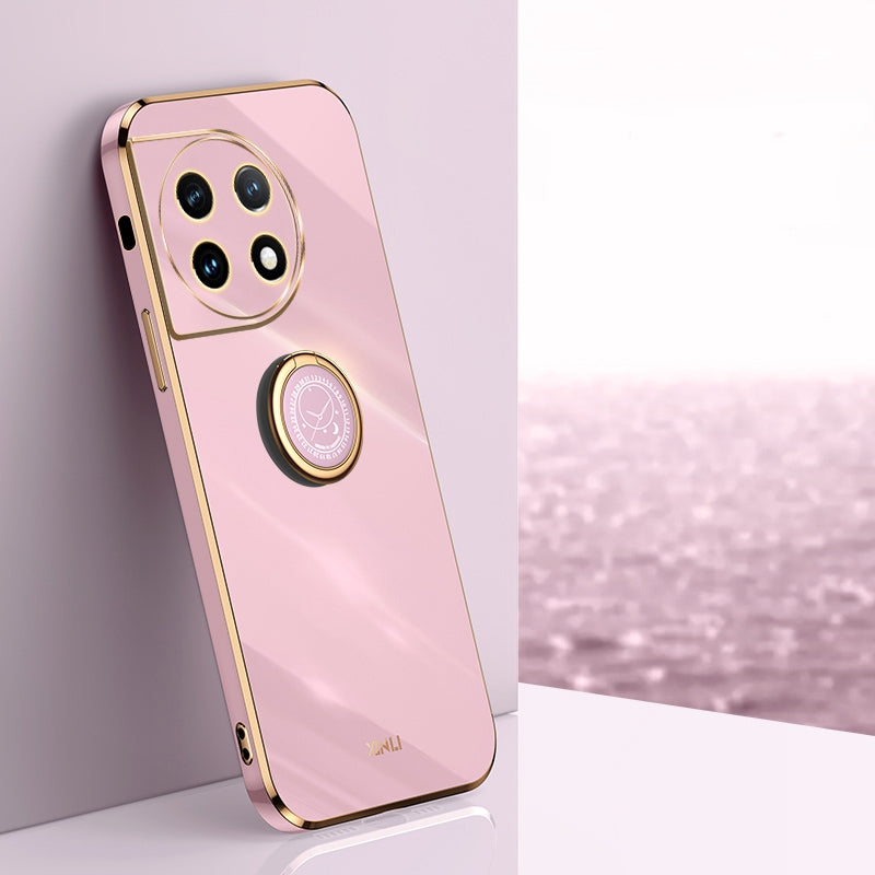 OnePlus 11 Tough TPU Phone Case with 6D Electroplate, Straight Edge Design, and Comfortable Ring Holder
