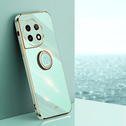 OnePlus 11 Tough TPU Phone Case with 6D Electroplate, Straight Edge Design, and Comfortable Ring Holder