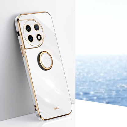 OnePlus Ace 2 Tough TPU Phone Case with 6D Electroplate, Straight Edge Design, and Comfortable Ring Holder