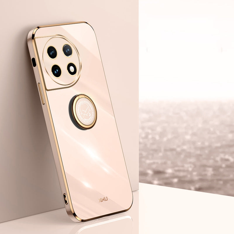 OnePlus Ace 2 Tough TPU Phone Case with 6D Electroplate, Straight Edge Design, and Comfortable Ring Holder