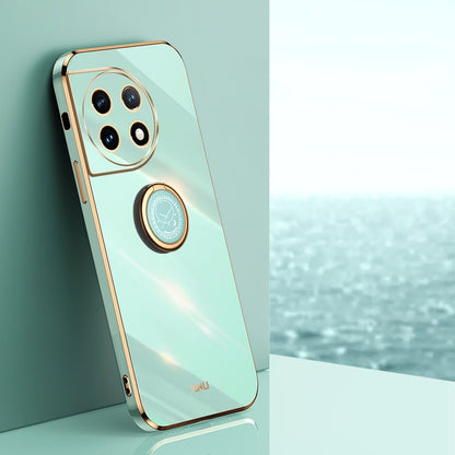 OnePlus Ace 2 Tough TPU Phone Case with 6D Electroplate, Straight Edge Design, and Comfortable Ring Holder