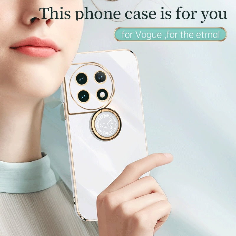 OnePlus Ace 2 Tough TPU Phone Case with 6D Electroplate, Straight Edge Design, and Comfortable Ring Holder