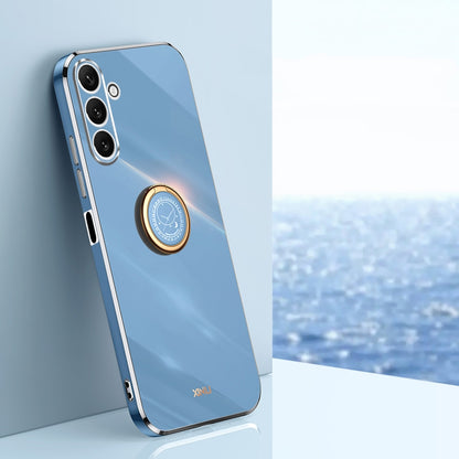 Samsung Galaxy A24 4G Tough TPU Phone Case with 6D Electroplate, Straight Edge Design, and Comfortable Ring Holder
