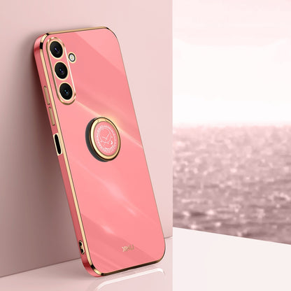Samsung Galaxy A24 4G Tough TPU Phone Case with 6D Electroplate, Straight Edge Design, and Comfortable Ring Holder