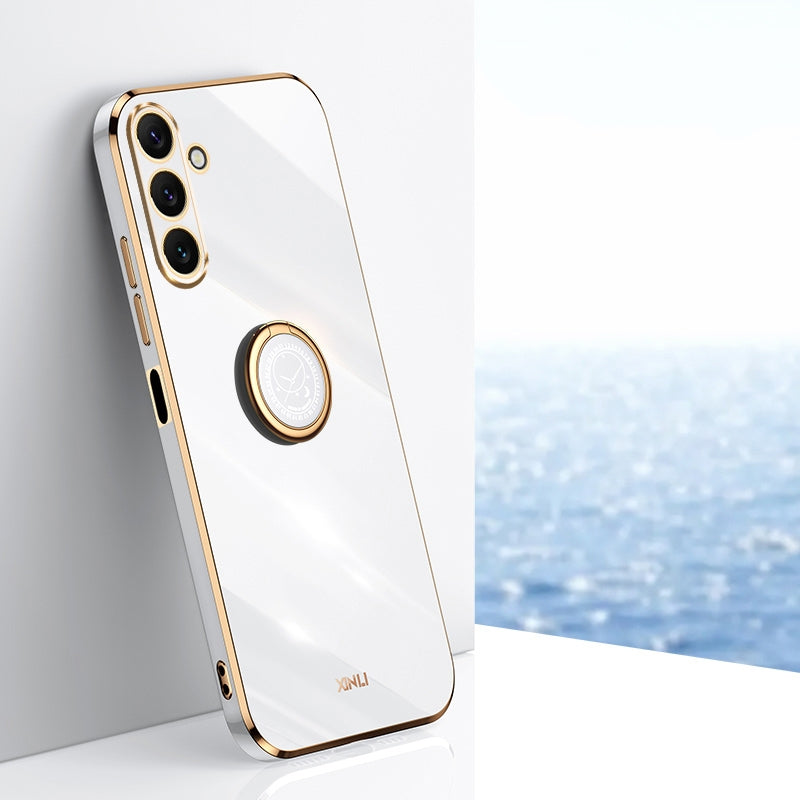 Samsung Galaxy A24 4G Tough TPU Phone Case with 6D Electroplate, Straight Edge Design, and Comfortable Ring Holder