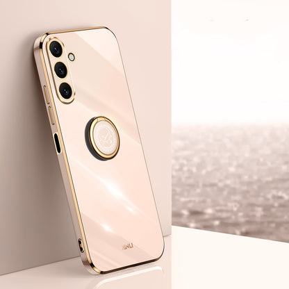 Samsung Galaxy A24 4G Tough TPU Phone Case with 6D Electroplate, Straight Edge Design, and Comfortable Ring Holder