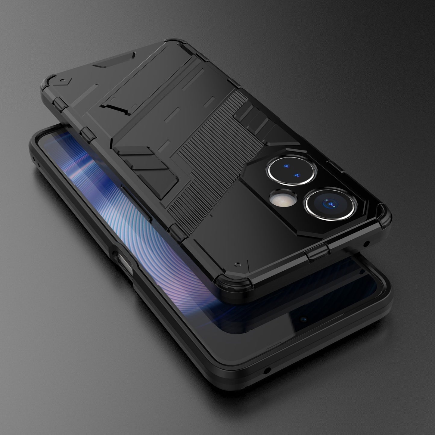 OnePlus Nord CE 3 Shockproof Phone Case - Punk Armor 2-in-1 PC + TPU with Invisible Holder