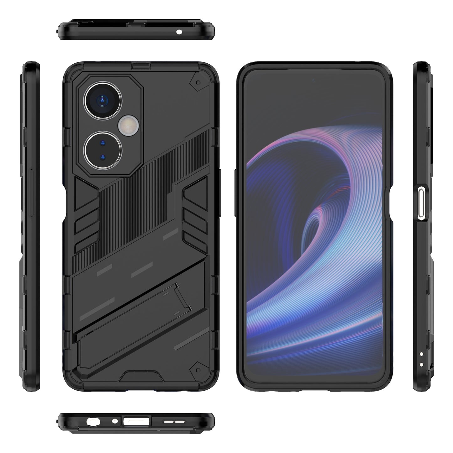 OnePlus Nord CE 3 Shockproof Phone Case - Punk Armor 2-in-1 PC + TPU with Invisible Holder