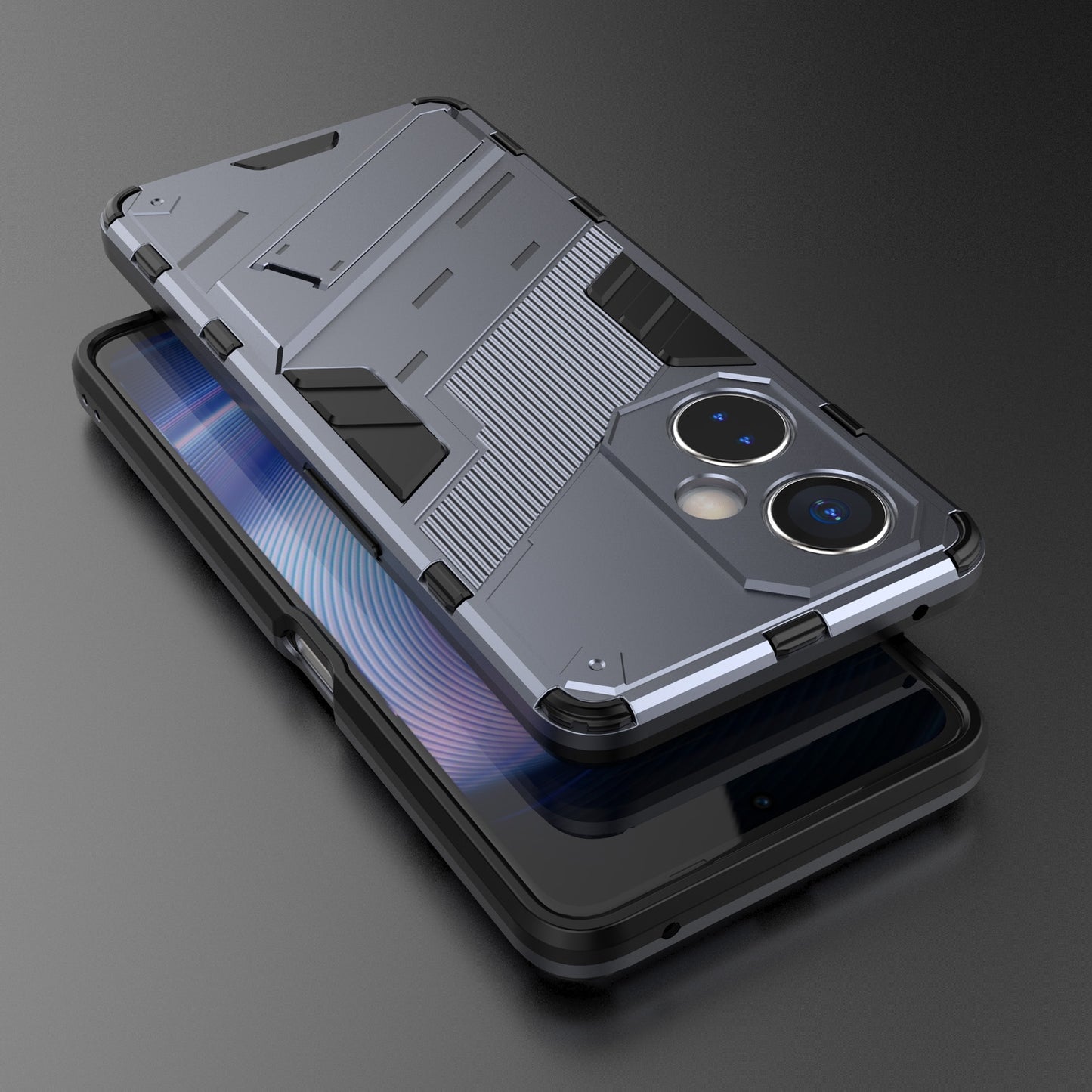 OnePlus Nord CE 3 Shockproof Phone Case - Punk Armor 2-in-1 PC + TPU with Invisible Holder