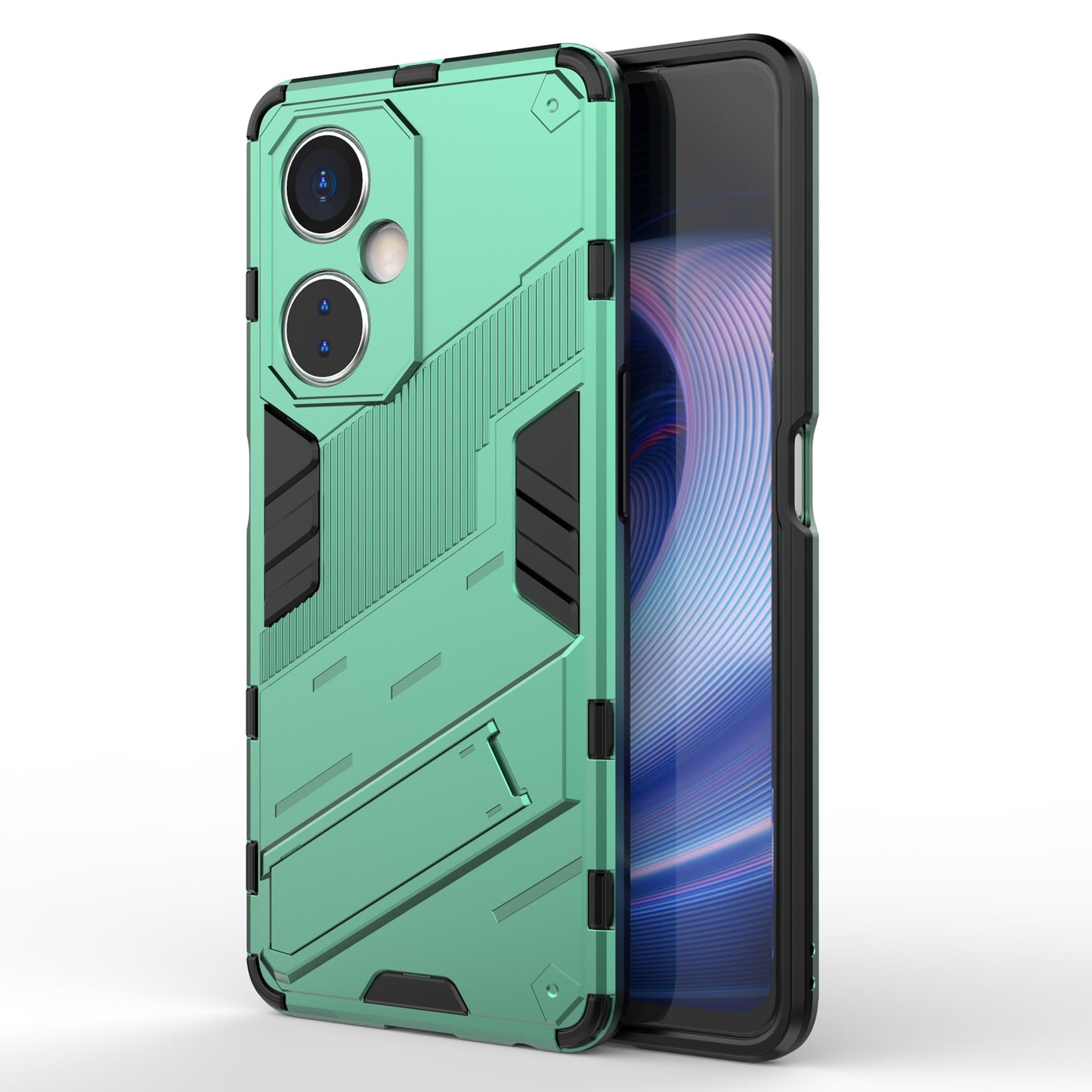 OnePlus Nord CE 3 Shockproof Phone Case - Punk Armor 2-in-1 PC + TPU with Invisible Holder