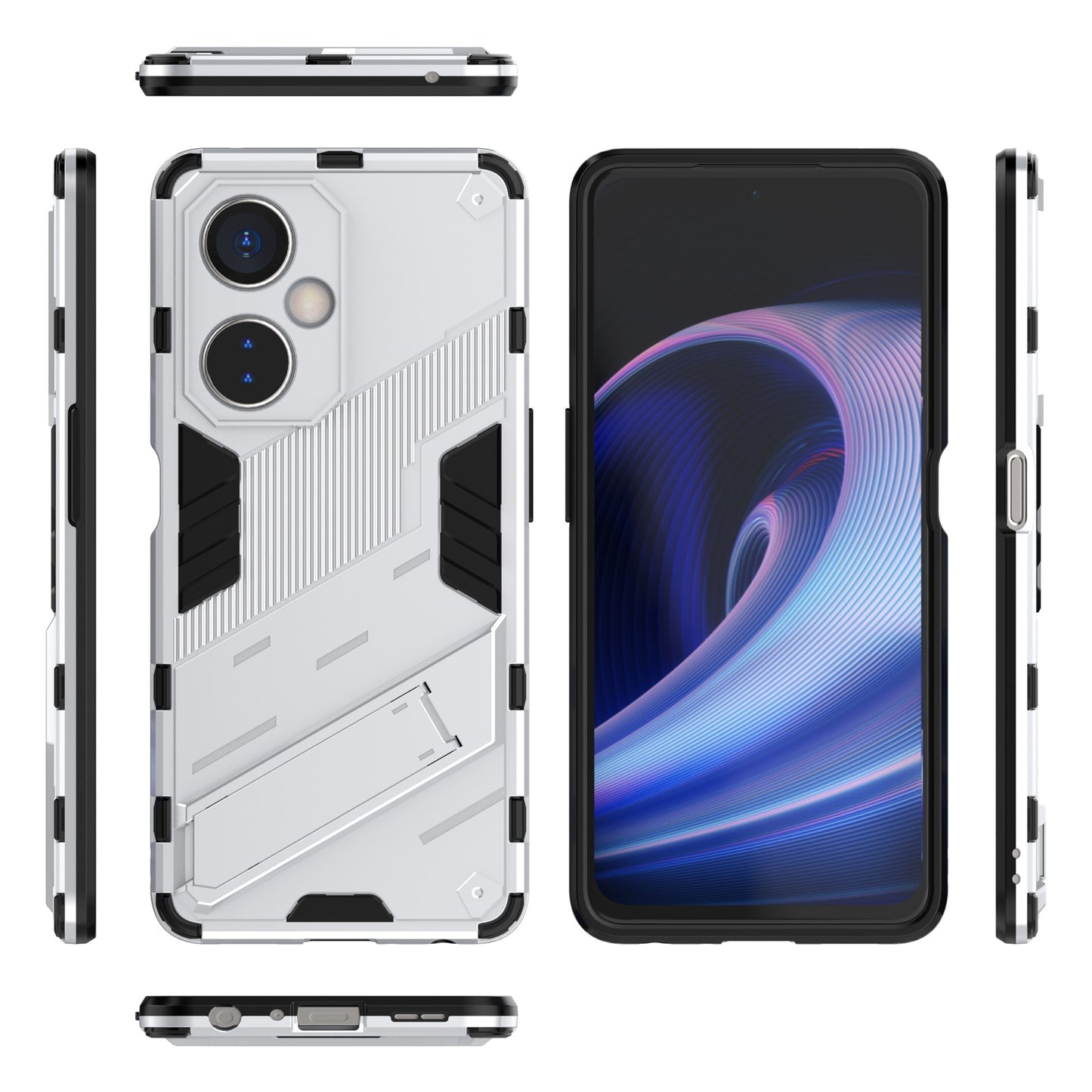 OnePlus Nord CE 3 Shockproof Phone Case - Punk Armor 2-in-1 PC + TPU with Invisible Holder