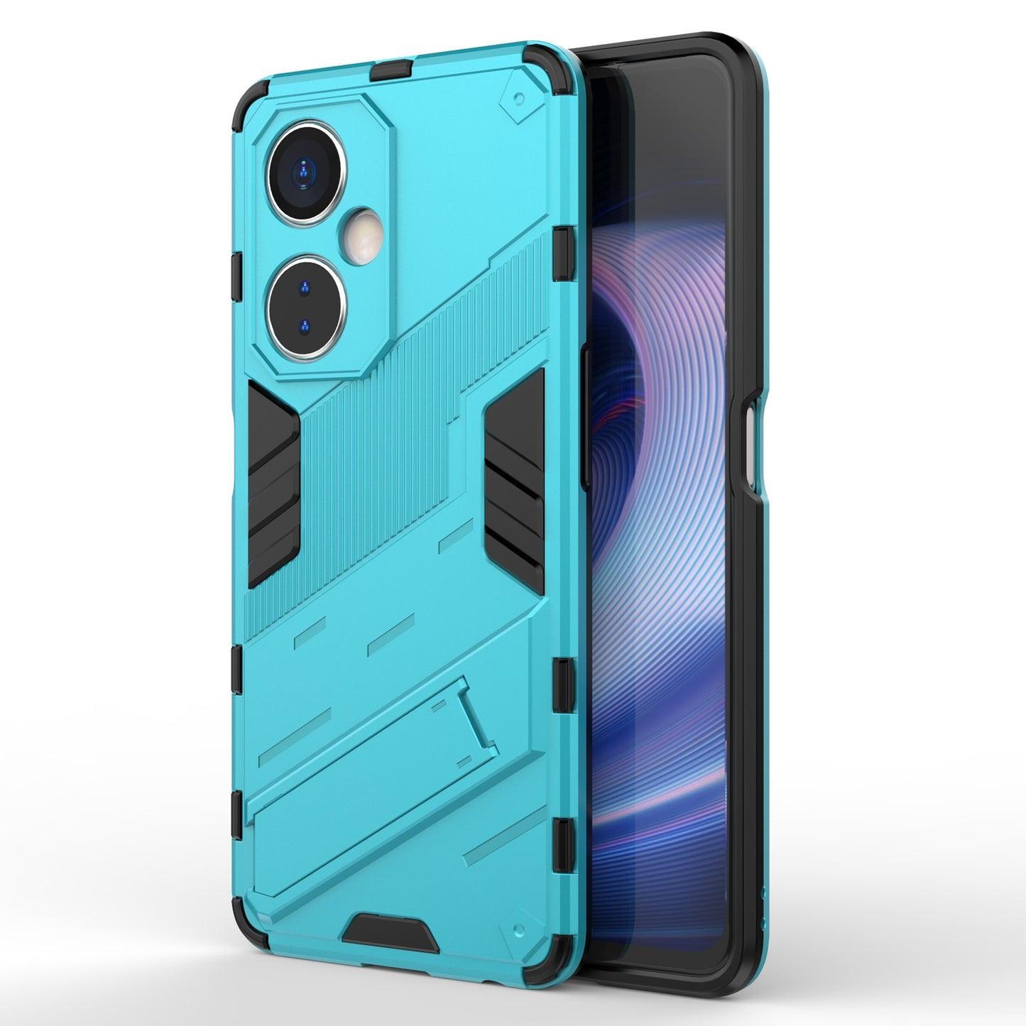 OnePlus Nord CE 3 Shockproof Phone Case - Punk Armor 2-in-1 PC + TPU with Invisible Holder