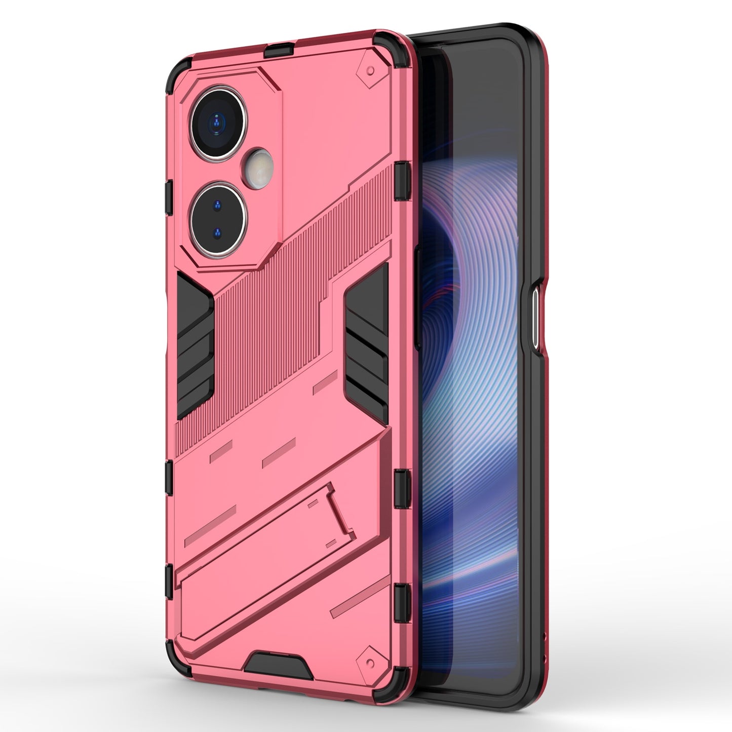 OnePlus Nord CE 3 Shockproof Phone Case - Punk Armor 2-in-1 PC + TPU with Invisible Holder