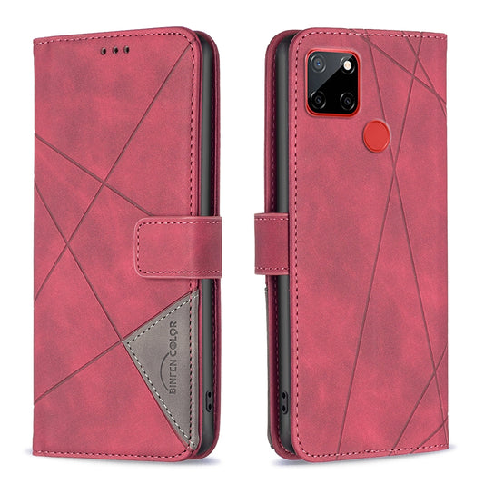 Nokia C12 Wallet Case – Rhombus Texture PU Leather, Magnetic Buckle, Card Slots, Stand Function, Shockproof Protective Cover