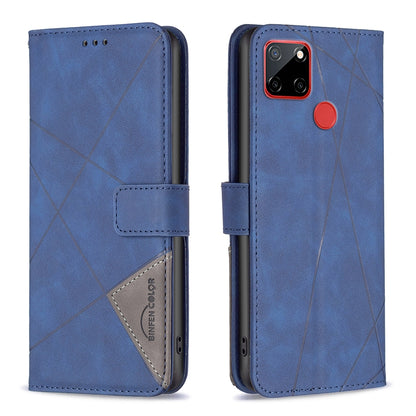 Nokia C12 Wallet Case – Rhombus Texture PU Leather, Magnetic Buckle, Card Slots, Stand Function, Shockproof Protective Cover