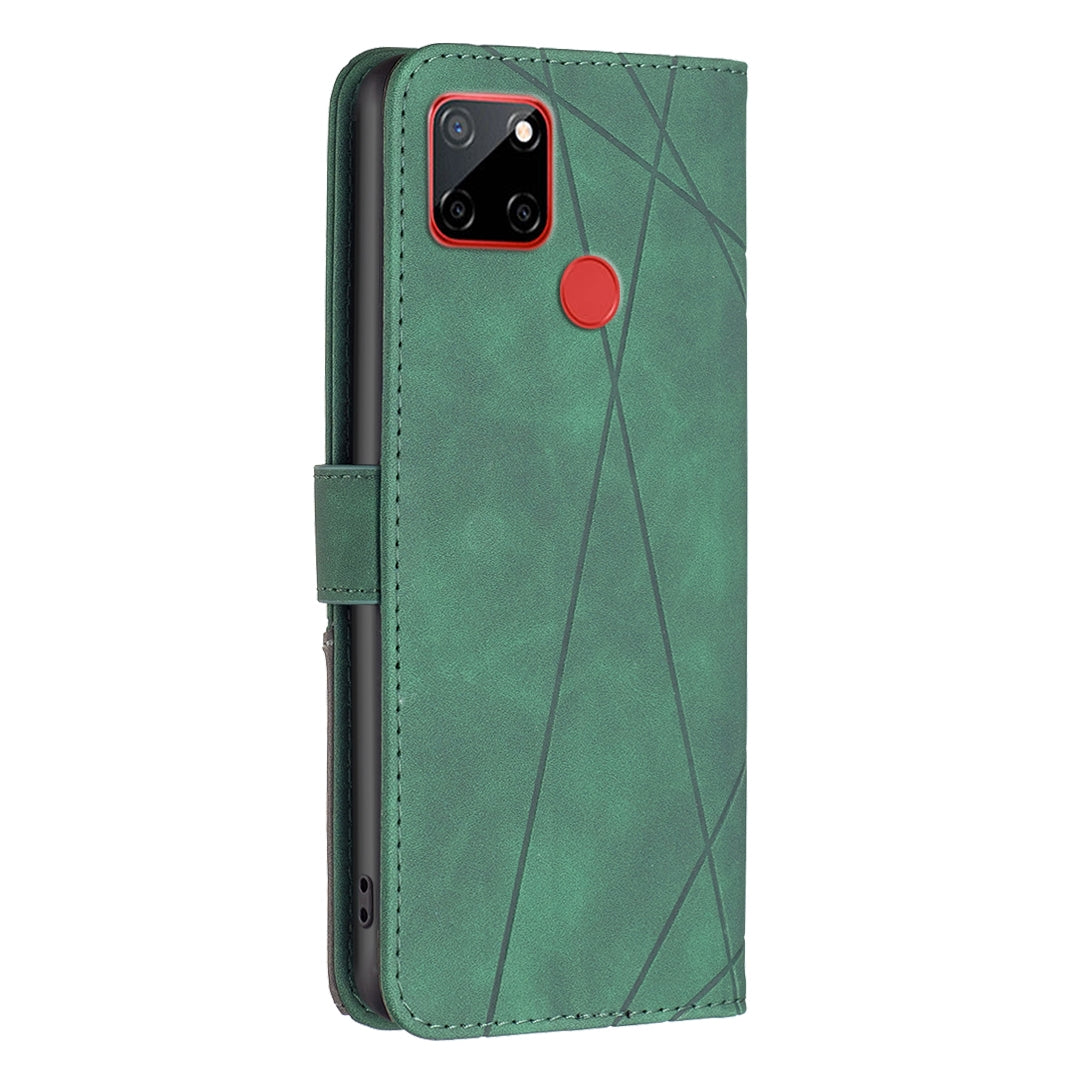 Nokia C12 Wallet Case – Rhombus Texture PU Leather, Magnetic Buckle, Card Slots, Stand Function, Shockproof Protective Cover