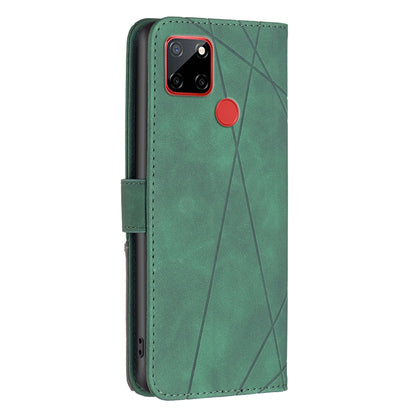 Nokia C12 Wallet Case – Rhombus Texture PU Leather, Magnetic Buckle, Card Slots, Stand Function, Shockproof Protective Cover