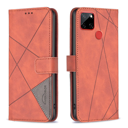 Nokia C12 Wallet Case – Rhombus Texture PU Leather, Magnetic Buckle, Card Slots, Stand Function, Shockproof Protective Cover