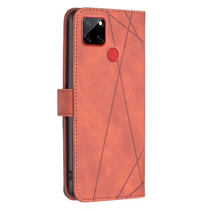 Nokia C12 Wallet Case – Rhombus Texture PU Leather, Magnetic Buckle, Card Slots, Stand Function, Shockproof Protective Cover