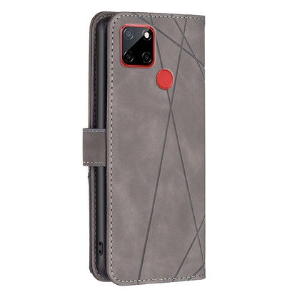 Nokia C12 Wallet Case – Rhombus Texture PU Leather, Magnetic Buckle, Card Slots, Stand Function, Shockproof Protective Cover