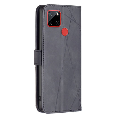 Nokia C12 Wallet Case – Rhombus Texture PU Leather, Magnetic Buckle, Card Slots, Stand Function, Shockproof Protective Cover