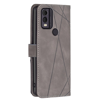 Nokia C22 Wallet Case – Rhombus Texture PU Leather, Magnetic Buckle, Card Slots, Stand Function, Shockproof Protective Cover