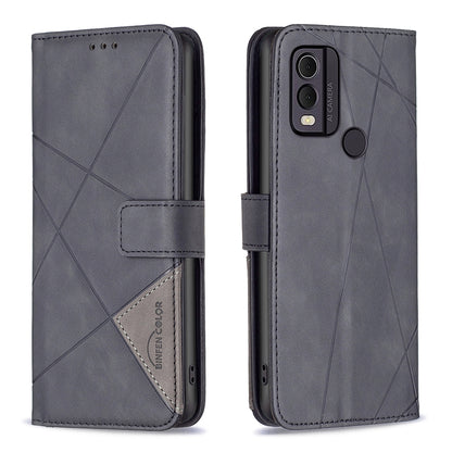 Nokia C22 Wallet Case – Rhombus Texture PU Leather, Magnetic Buckle, Card Slots, Stand Function, Shockproof Protective Cover