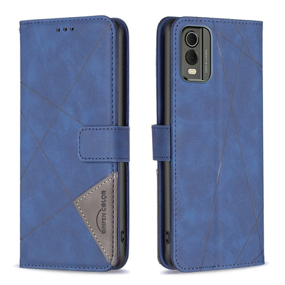 Nokia C32 Wallet Case – Rhombus Texture PU Leather, Magnetic Buckle, Card Slots, Stand Function, Shockproof Protective Cover
