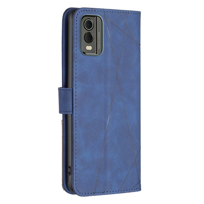 Nokia C32 Wallet Case – Rhombus Texture PU Leather, Magnetic Buckle, Card Slots, Stand Function, Shockproof Protective Cover