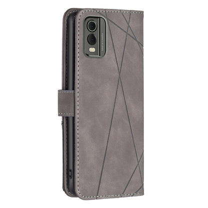 Nokia C32 Wallet Case – Rhombus Texture PU Leather, Magnetic Buckle, Card Slots, Stand Function, Shockproof Protective Cover
