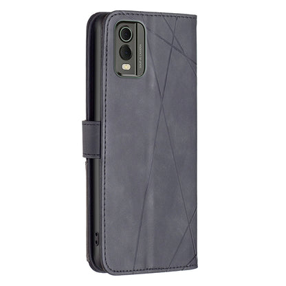 Nokia C32 Wallet Case – Rhombus Texture PU Leather, Magnetic Buckle, Card Slots, Stand Function, Shockproof Protective Cover