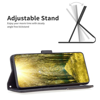 Nokia C32 Wallet Case – Rhombus Texture PU Leather, Magnetic Buckle, Card Slots, Stand Function, Shockproof Protective Cover