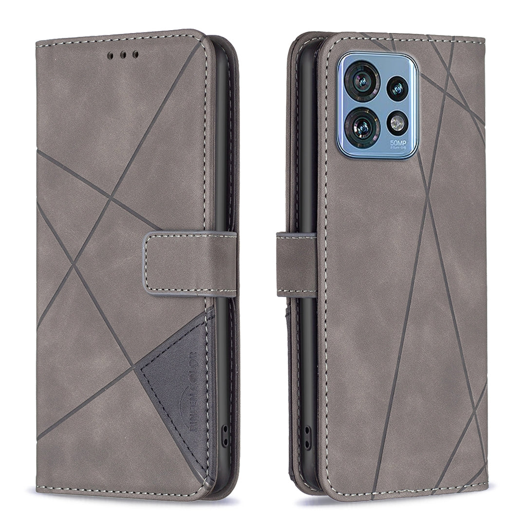 Motorola Moto X40 Wallet Case – Rhombus Texture PU Leather, Magnetic Buckle, Card Slots, Stand Function, Shockproof Protective Cover