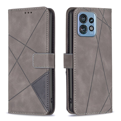 Motorola Moto X40 Wallet Case – Rhombus Texture PU Leather, Magnetic Buckle, Card Slots, Stand Function, Shockproof Protective Cover
