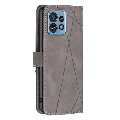 Motorola Edge 40 Pro 5G Wallet Case – Rhombus Texture PU Leather, Magnetic Buckle, Card Slots, Stand Function, Shockproof Protective Cover