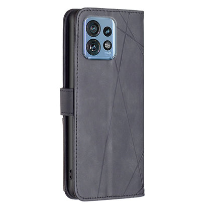 Motorola Edge 40 Pro 5G Wallet Case – Rhombus Texture PU Leather, Magnetic Buckle, Card Slots, Stand Function, Shockproof Protective Cover