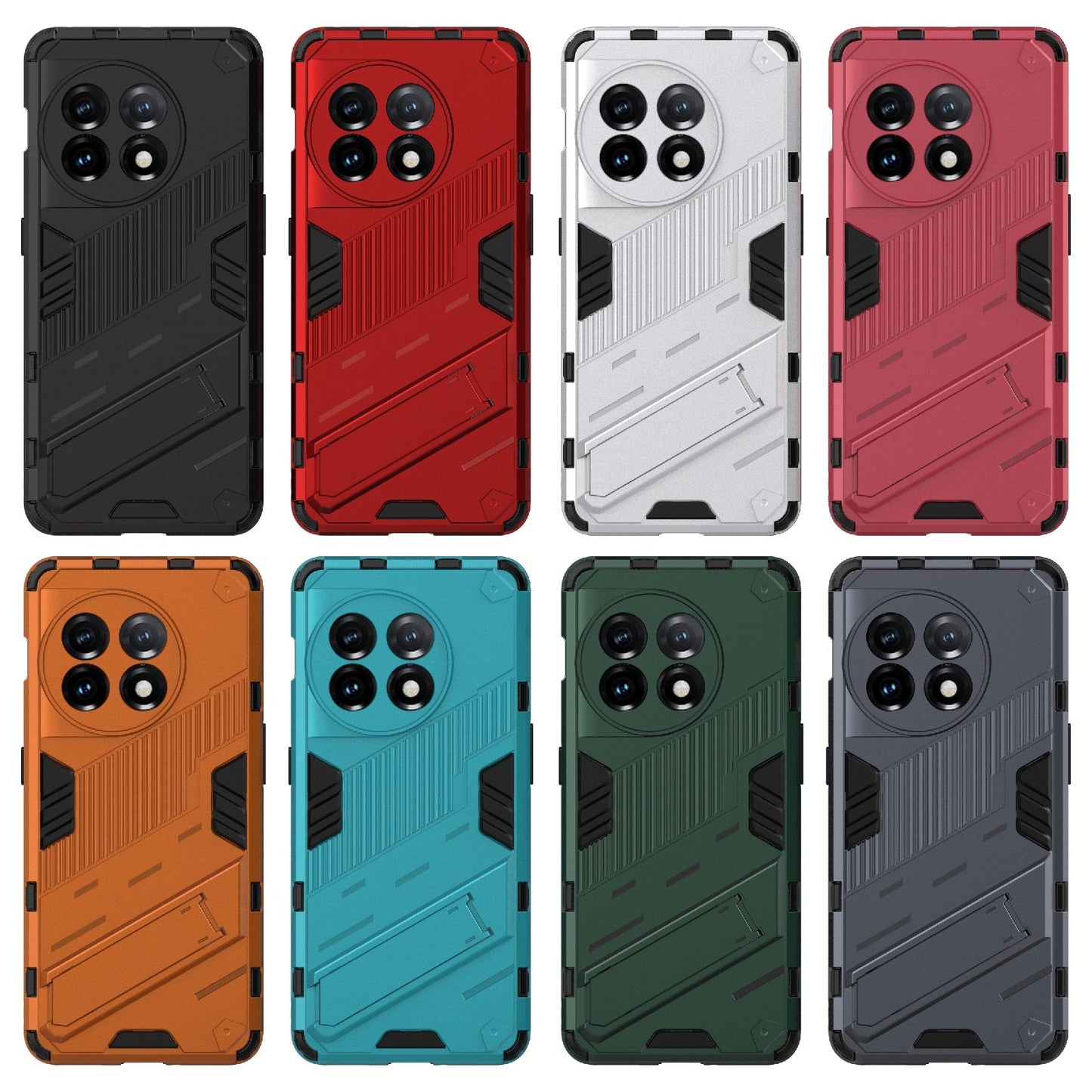 OnePlus 11 5G Shockproof Phone Case - Punk Armor 2-in-1 PC + TPU with Invisible Holder