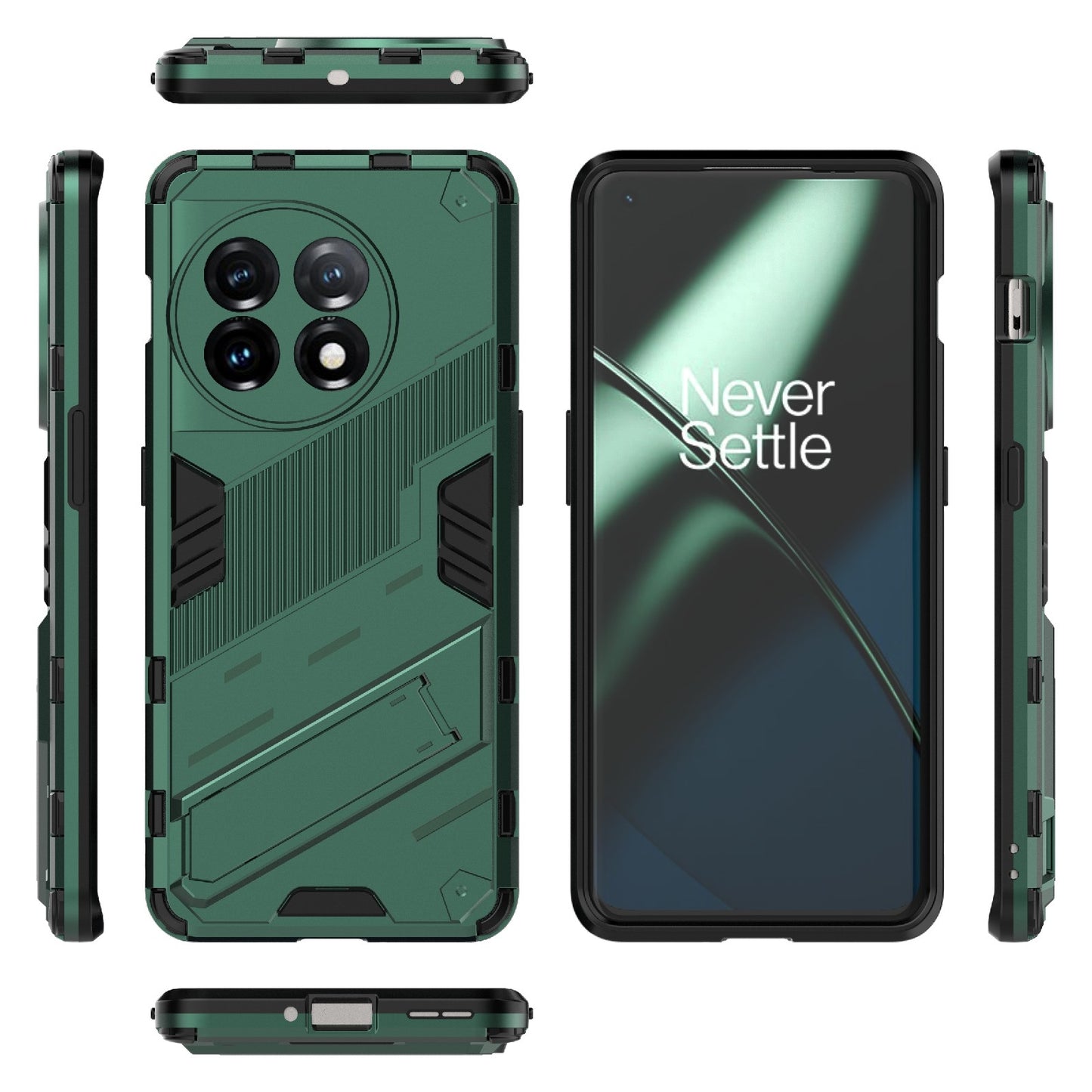 OnePlus 11 5G Shockproof Phone Case - Punk Armor 2-in-1 PC + TPU with Invisible Holder