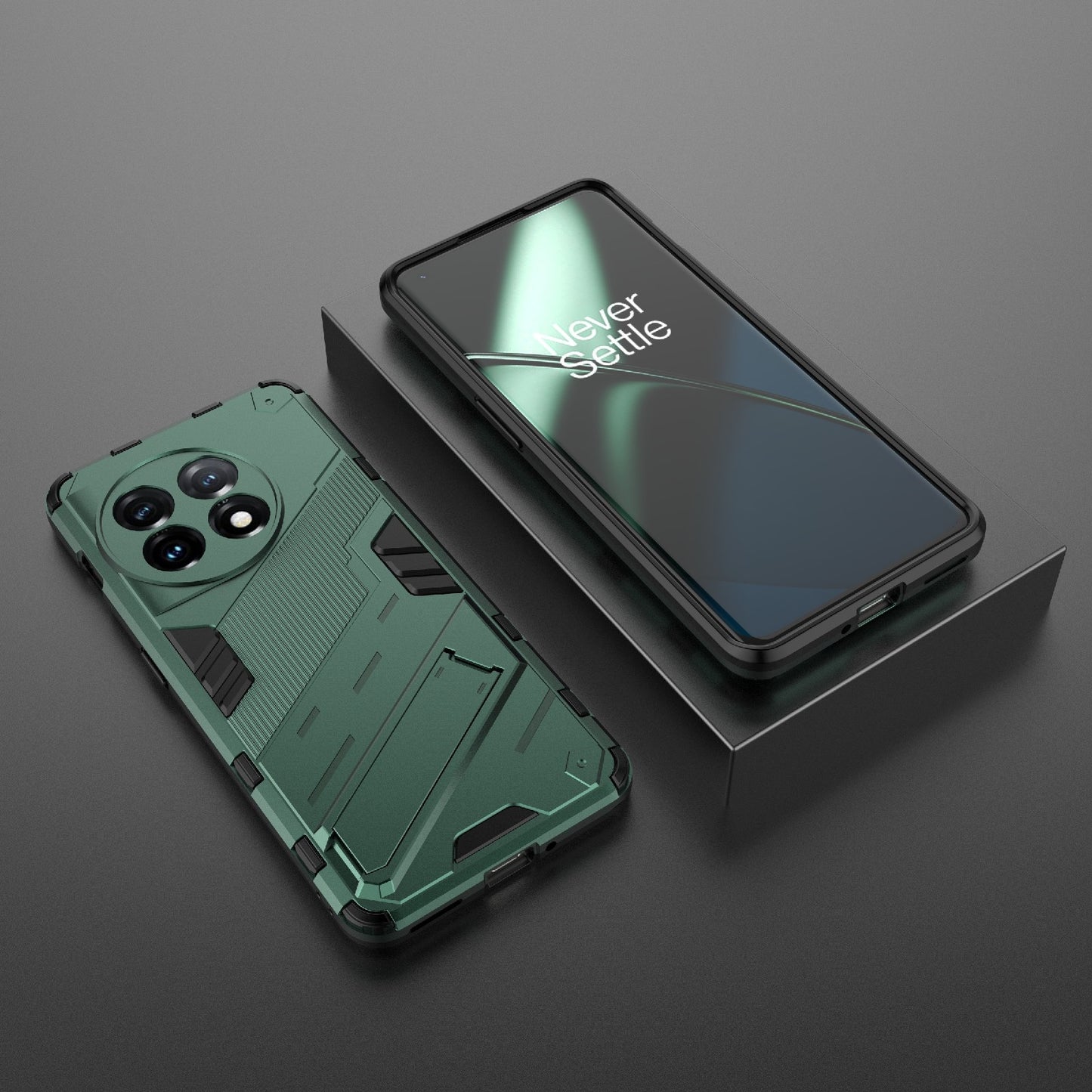 OnePlus 11 5G Shockproof Phone Case - Punk Armor 2-in-1 PC + TPU with Invisible Holder
